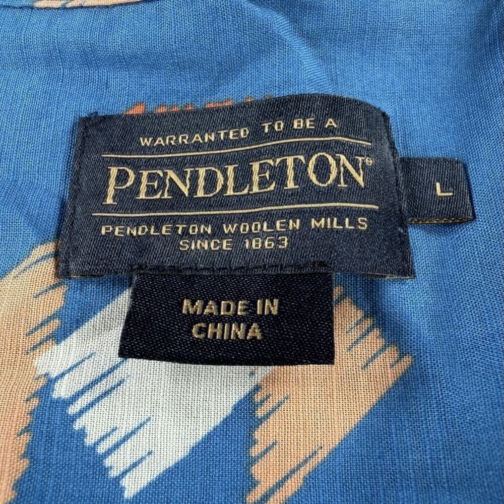 Pendleton Top Large Blue Aztec Geometric Cotton C… - image 2